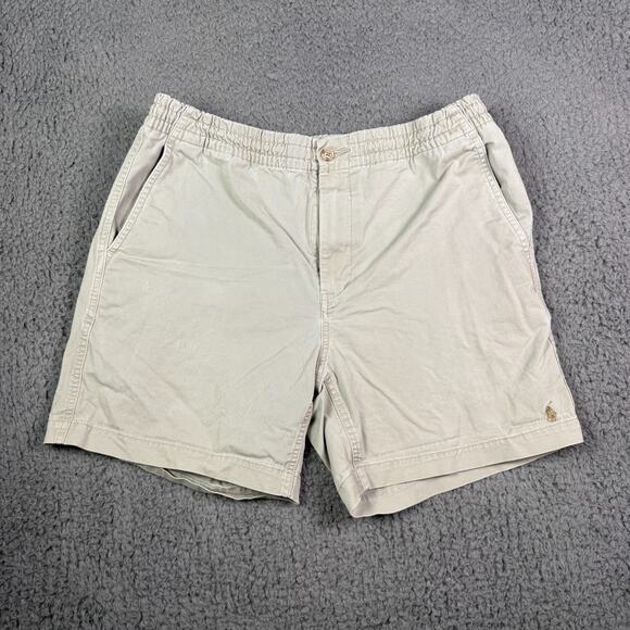 Polo Ralph Lauren Elastic Pull On Shorts Mens M Beige Stretch Classic Fit Chino - Picture 1 of 10